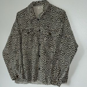Easel cheetah print denim canvas jacket oversized
